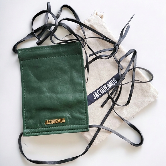 JACQUEMUS Green Leather 'Le Pequeno' Pouch - Picture 1 of 6